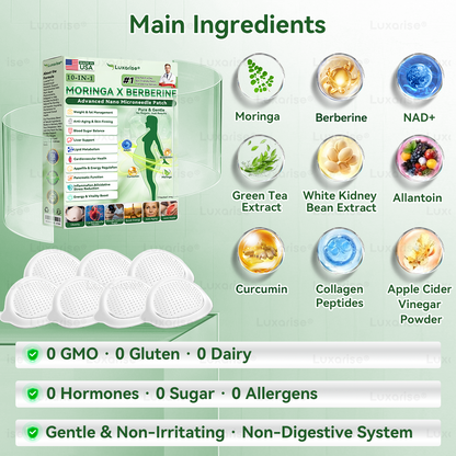 Službena trgovina | 👩‍⚕️Luxarise® Moringa i Berberin 10-u-1 napredni nano flaster s mikroiglama (jednom dnevno, vidljive promjene za 7 dana) ✅Pretilost, dijabetes, apneja u snu i problemi sa zglobovima🥦